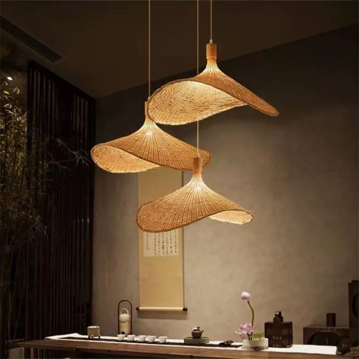 Handwoven Rattan Pendant Light - Bohemian Chandelier Lampshade