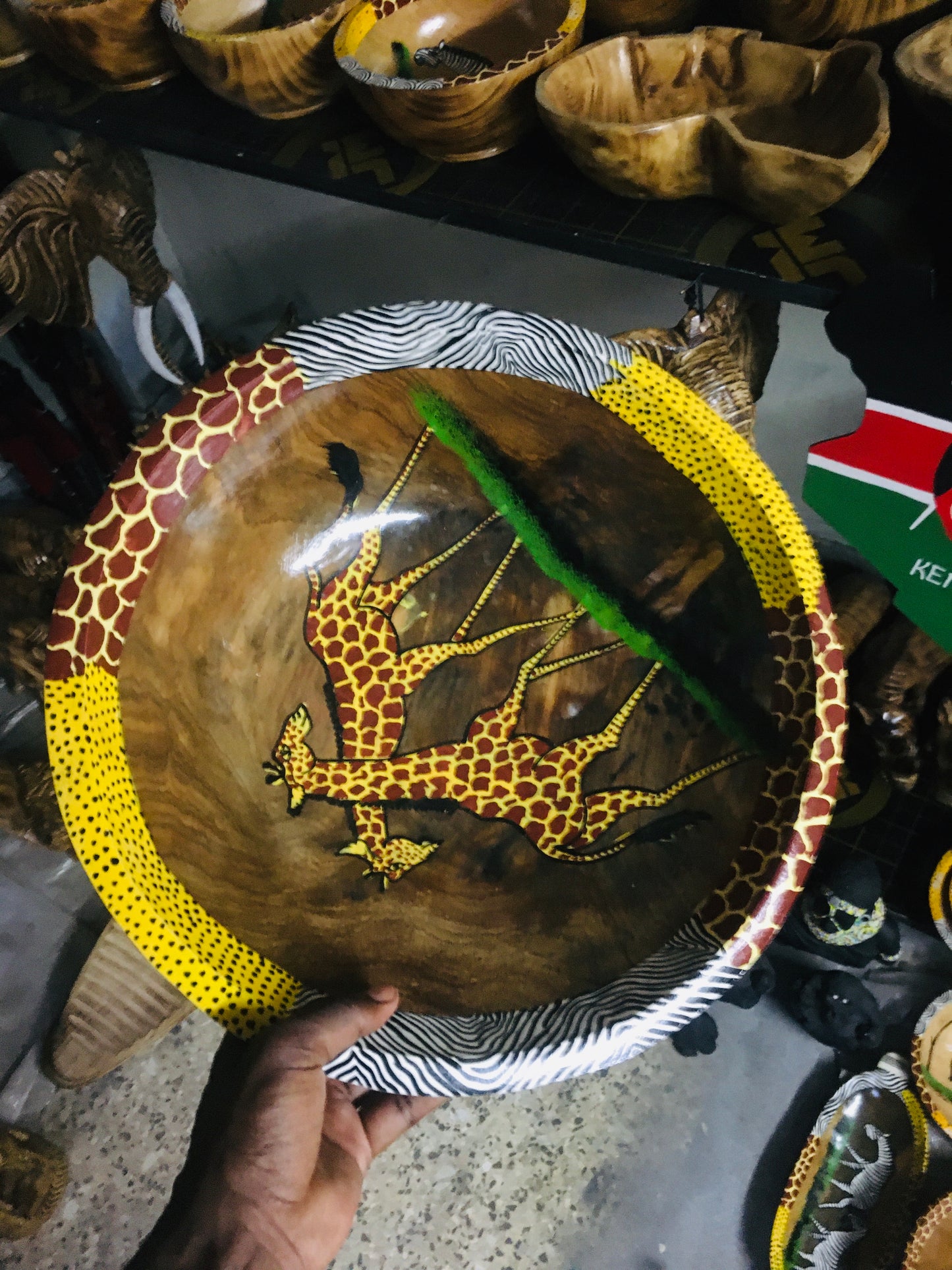 Hand-Carved African Wildlife Wooden Bowl | Authentic Kenyan Art & Décor