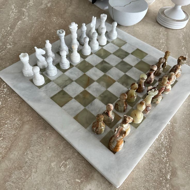 Hand-Carved Kenyan Kisii Soapstone Chess Set – Artisan Crafted Game Board & Decorative Art Piece